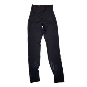 Lululemon Black Mesh Leggings Ankle Cuff Size 6  Preowned B2